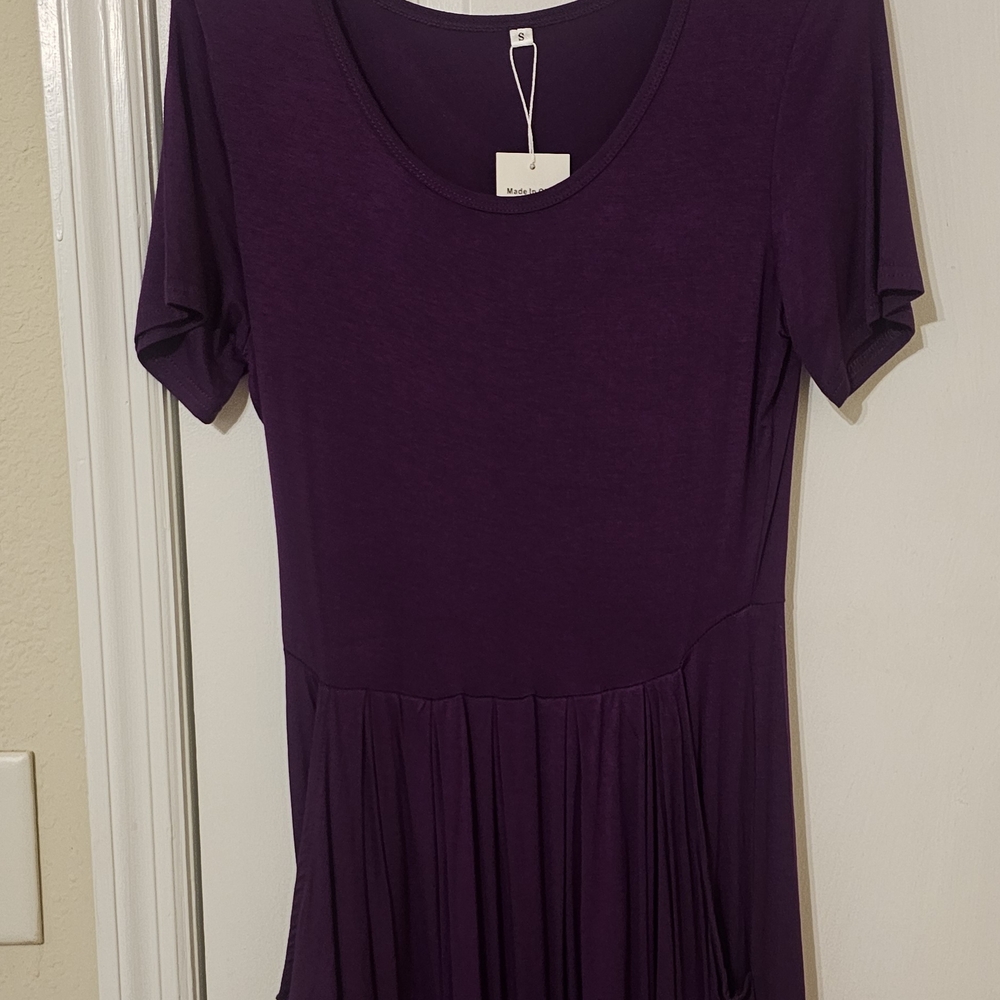 Chic Purple Short Sleeve Women's Dress